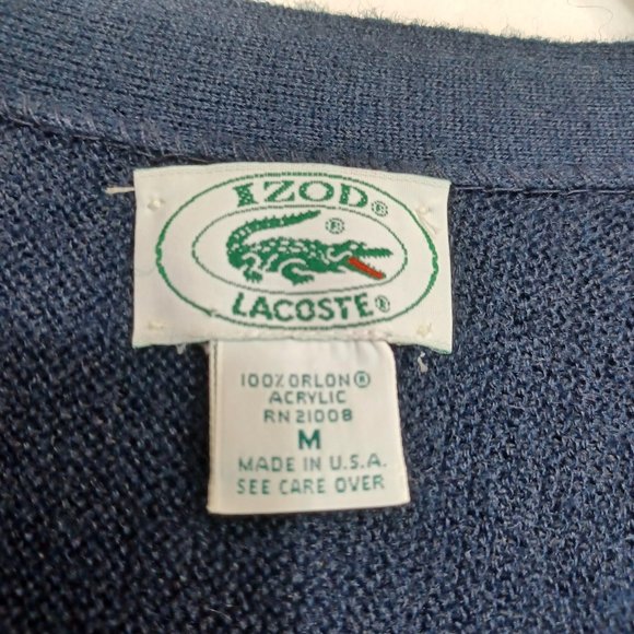 Izod LaCoste Vintage Cardigan Sweater Grandpa Style Size Medium - Picture 5 of 14